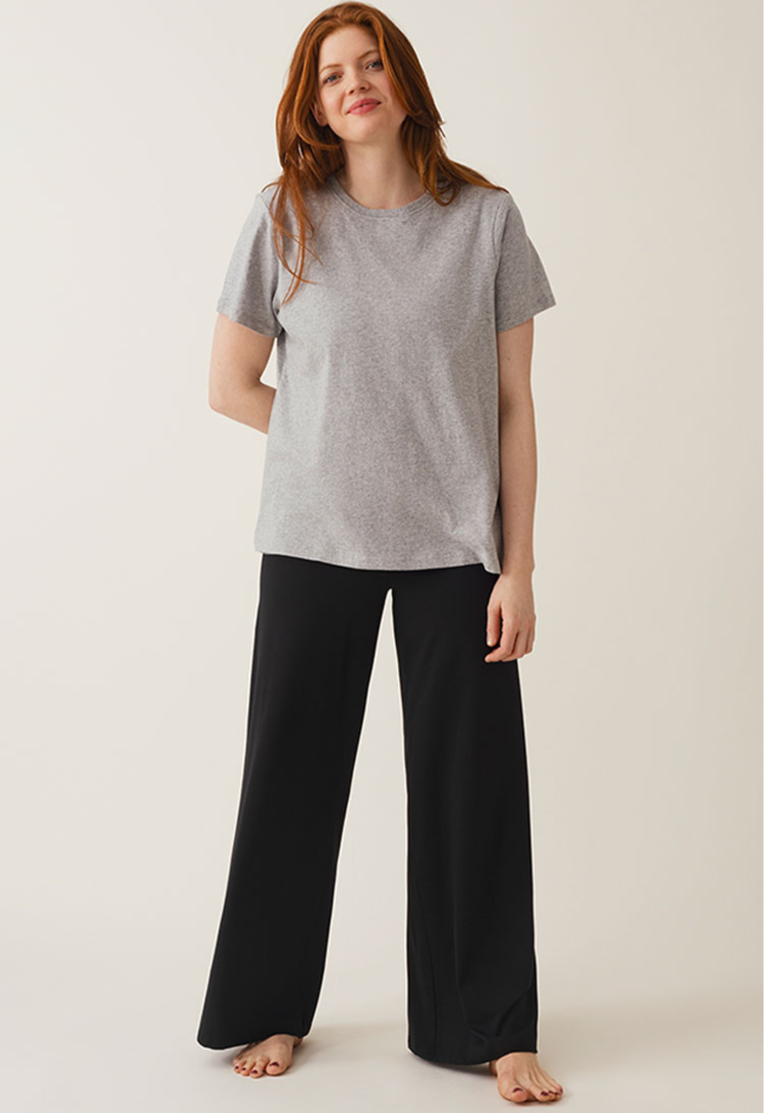 T-shirt de maternité avec ouverture pour allaitement - Gris chiné