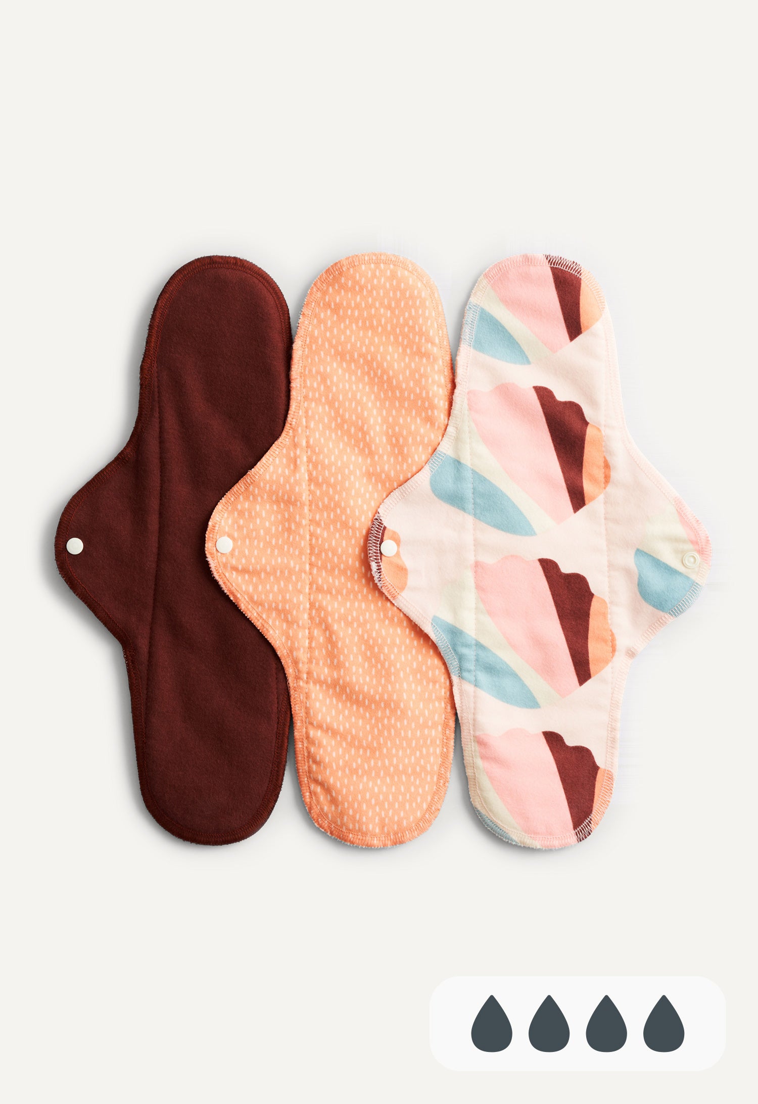 Serviettes hygiéniques Classique, pour la nuit, à motif orange, lot de 3