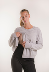 Pull d'allaitement tricoté - Mélange gris clair