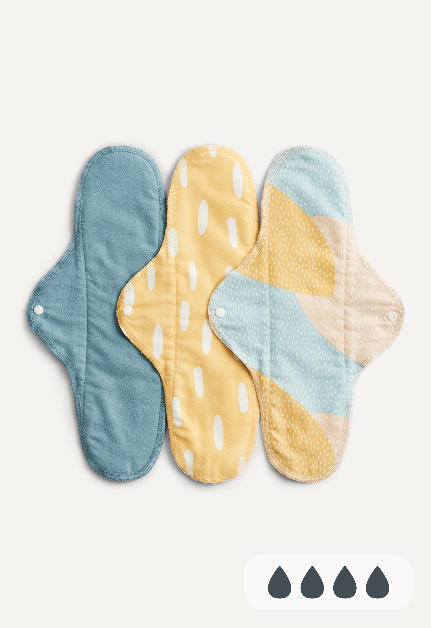 Serviettes hygiéniques Classique, pour la nuit, à motif bleu, lot de 3