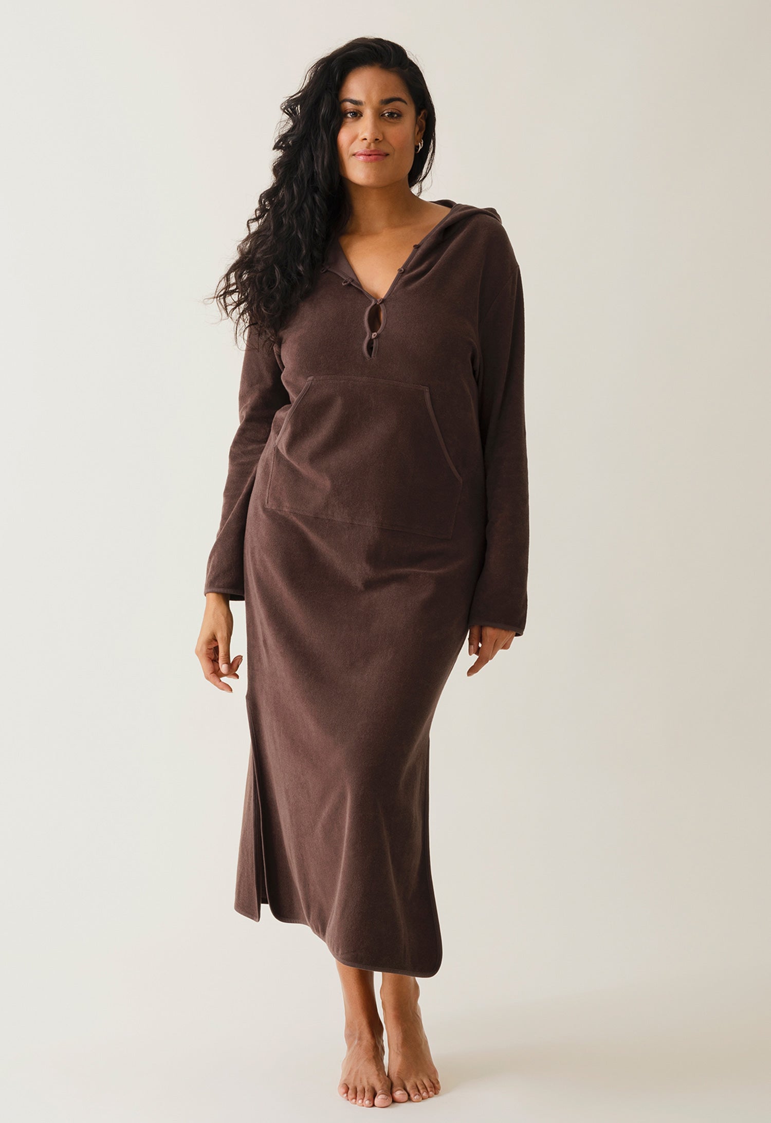 Caftan de maternité en éponge - Marron
