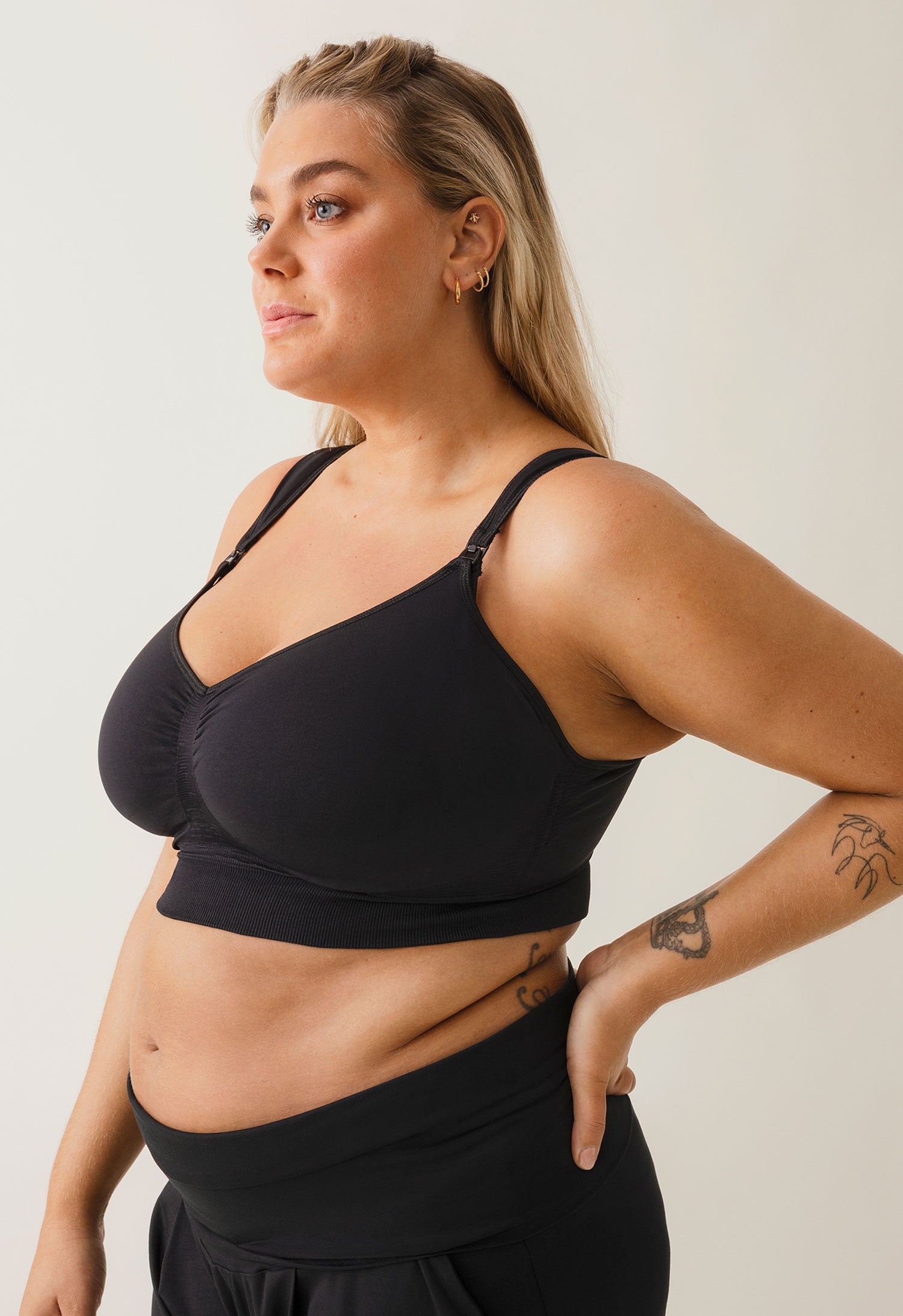 Soutien-gorge d'allaitement sans armatures maintien ferme 34C - 44F - Noir