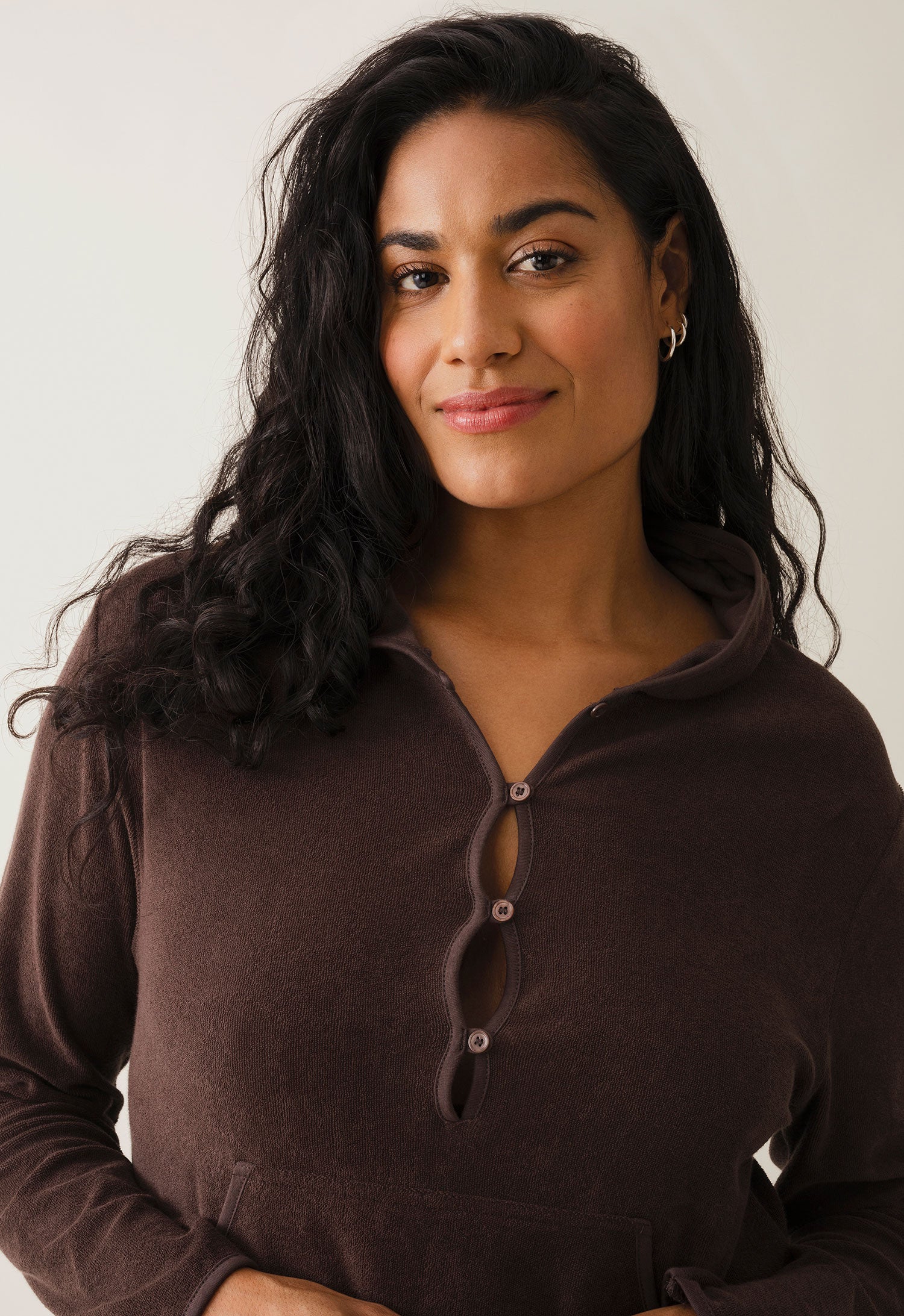 Caftan de maternité en éponge - Marron