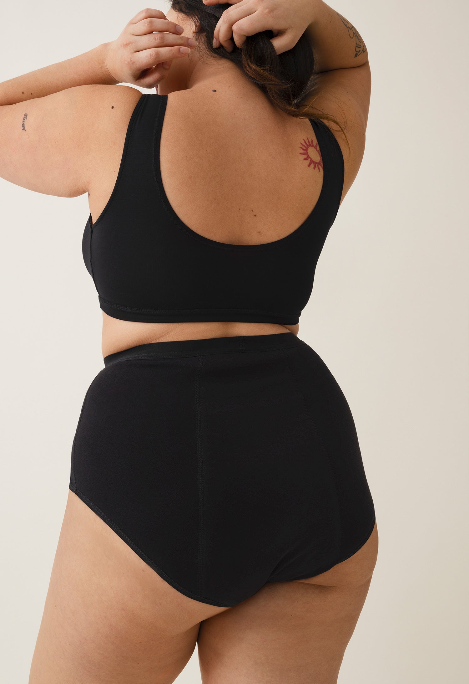 Culotte menstruelle taille haute, flux abondant, noir